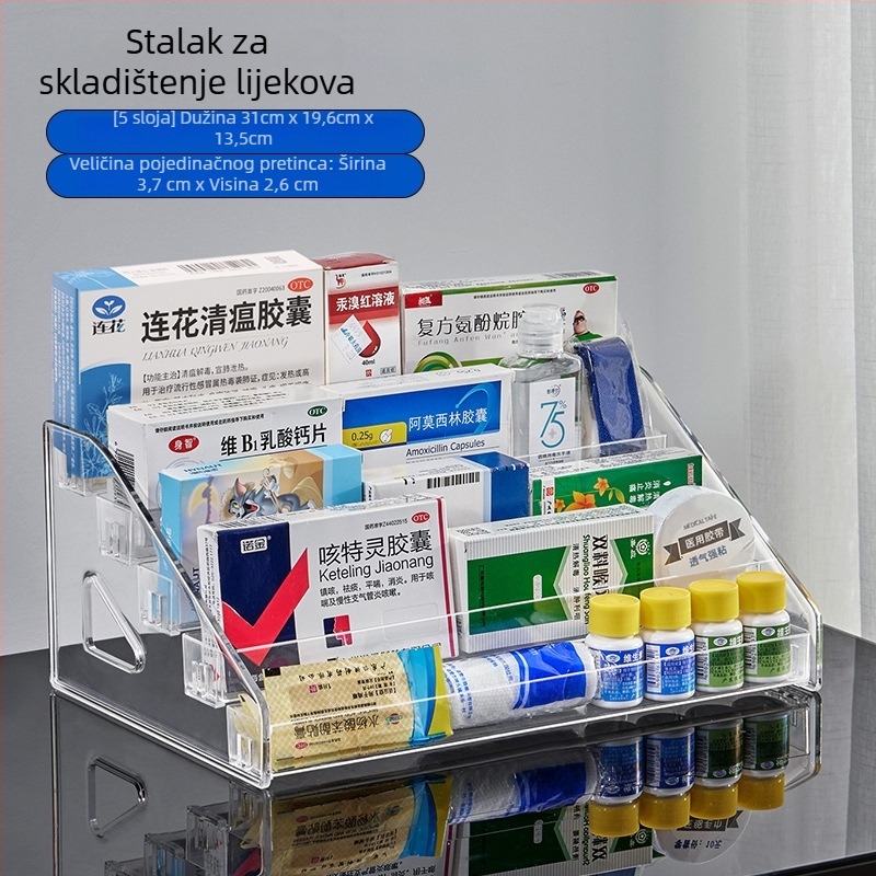 Višeslojni stalak za lijekove za pult ljekarne – stolni spremnik za skladištenje lijekova velike kapacitete, stepenasti ormar za skladištenje