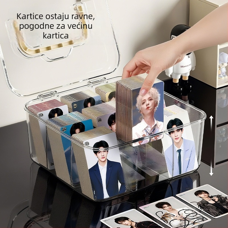 Prozirna, prašini otporna kutija za pohranu s poklopcem, velika kapaciteta, za organiziranje bedževa i kartica na stolu