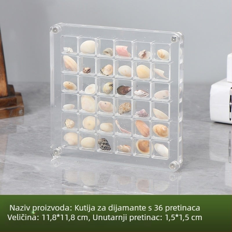 Prozirna akrilna kutija za pohranu s odjeljcima za kristale za nokte