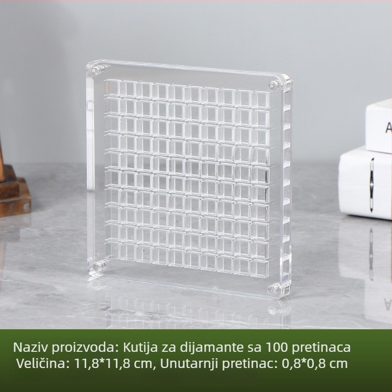 Prozirna akrilna kutija za pohranu s odjeljcima za kristale za nokte