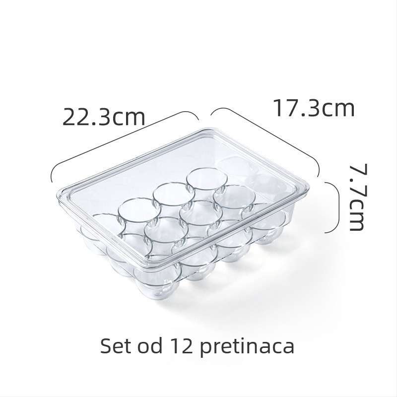 Kutija za jaja s poklopcem za hladnjak, plastična kutija za pohranu jaja, koja se može slagati
