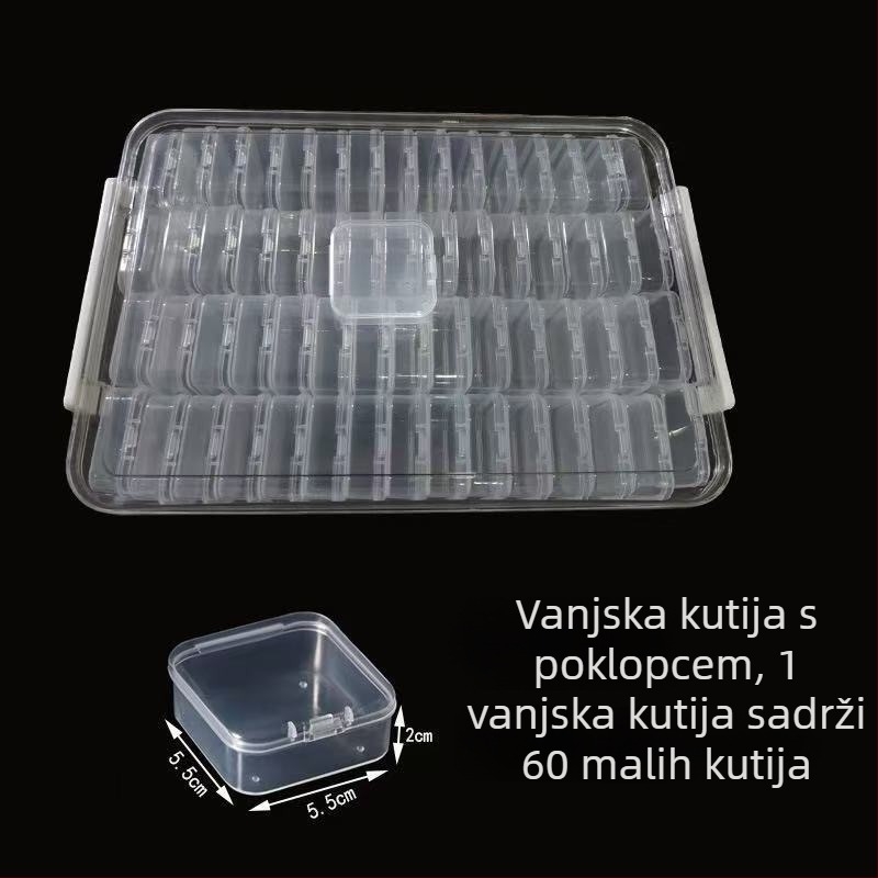 Prozirna pravokutna kutija za skladištenje s velikim kapacitetom, za perle, ukrašavanje noktiju, nakit i dokumente