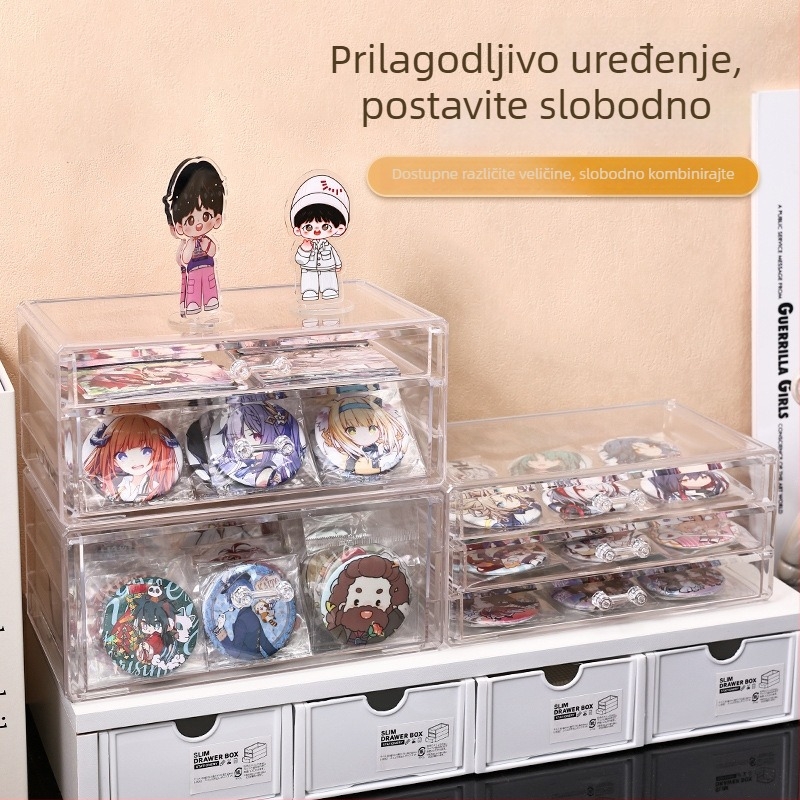 Prozirni stolni organizator od prozirnog akrila za kutije za pohranu i dodatke, otporan na prašinu, kapacitet 2 L