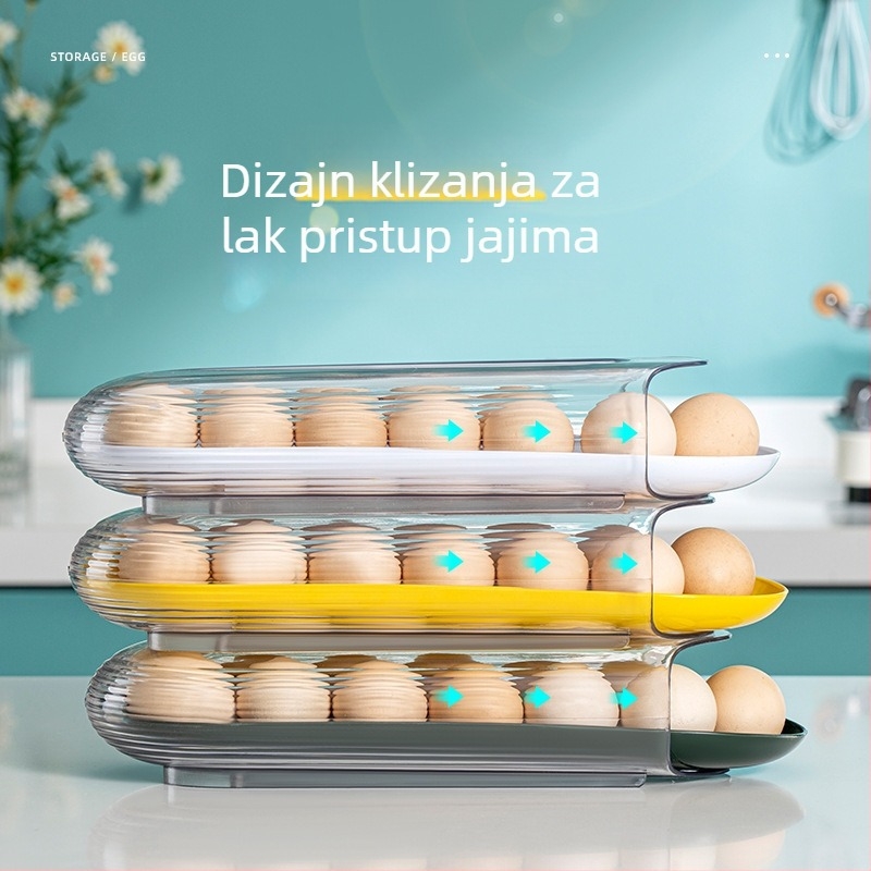 Klizna kutija za jaja za hladnjak, višeslojni držač jaja