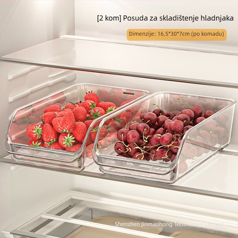 Hladnjinski organizator s pretincima za jaja, povrće i voće – PET plastika, pogodan za hranu