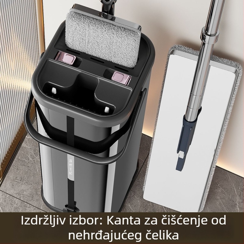 Set plosnatog mopa i kante s mikrofiberom za mokro i suho čišćenje