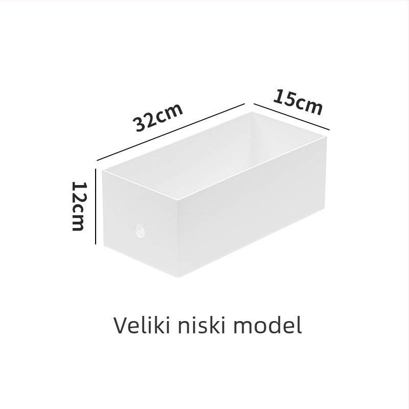 ABS plastična kutija za pohranu uredskih potrepština u japanskom stilu, uska pravokutna s pregradama, bez poklopca