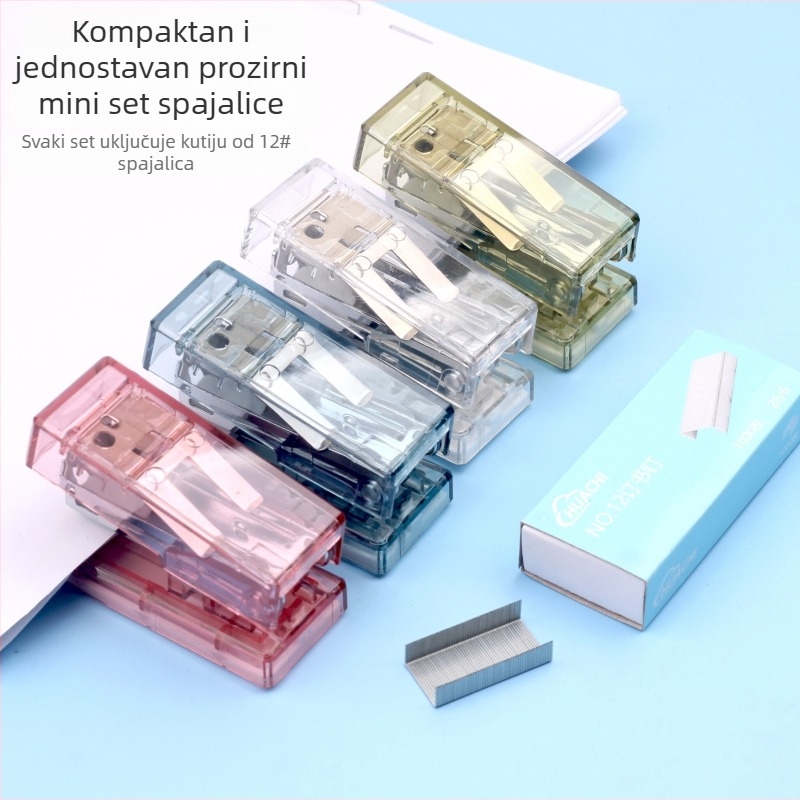Kreativni mini prozirna spajalica — kompaktni prijenosni školski uredski set