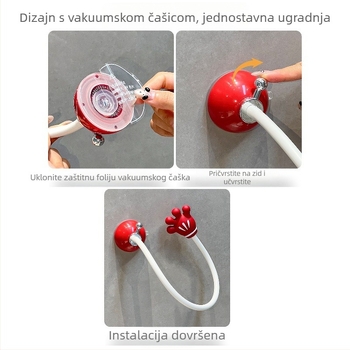 Zidni držač za ručnike s usisnom čašom, šipka za sušenje ručnika, balkon i kupaonica, moderni minimalistički dizajn