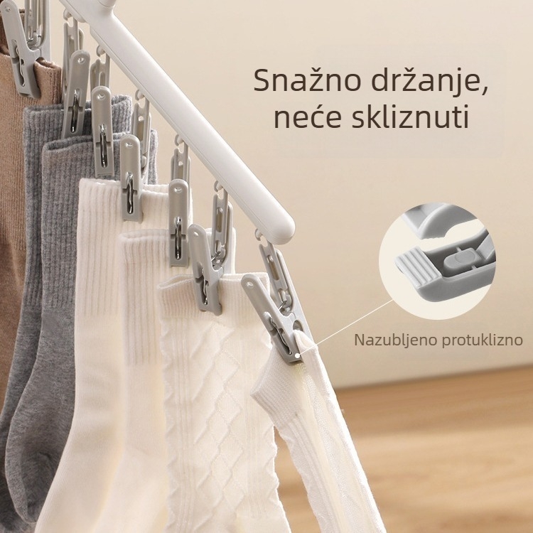 Sušilo za veš s višestrukim klipsama za donje rublje i čarape, otporan na vjetar, za balkon
