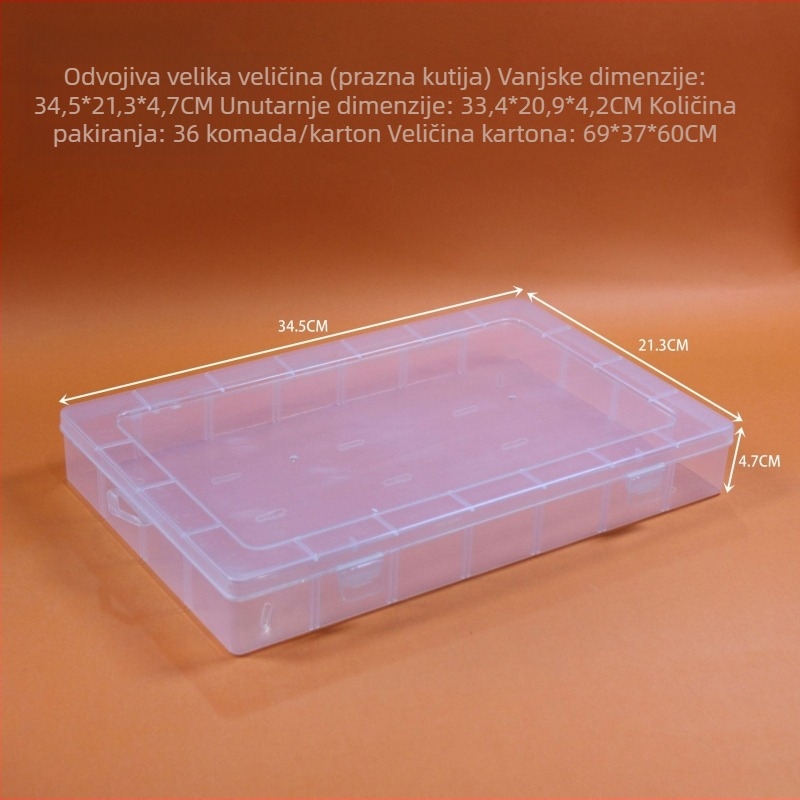Velika PP plastična kutija s 28 pretinaca – prozirna kutija za igračke, kartice, perle, nakit i ribolovni pribor – stolni organizator