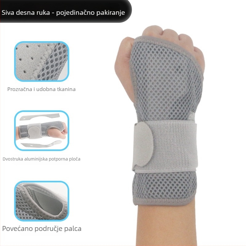 Fiksator zapešća s remenima i dvostrukom aluminijskom pločom za potporu zgloba