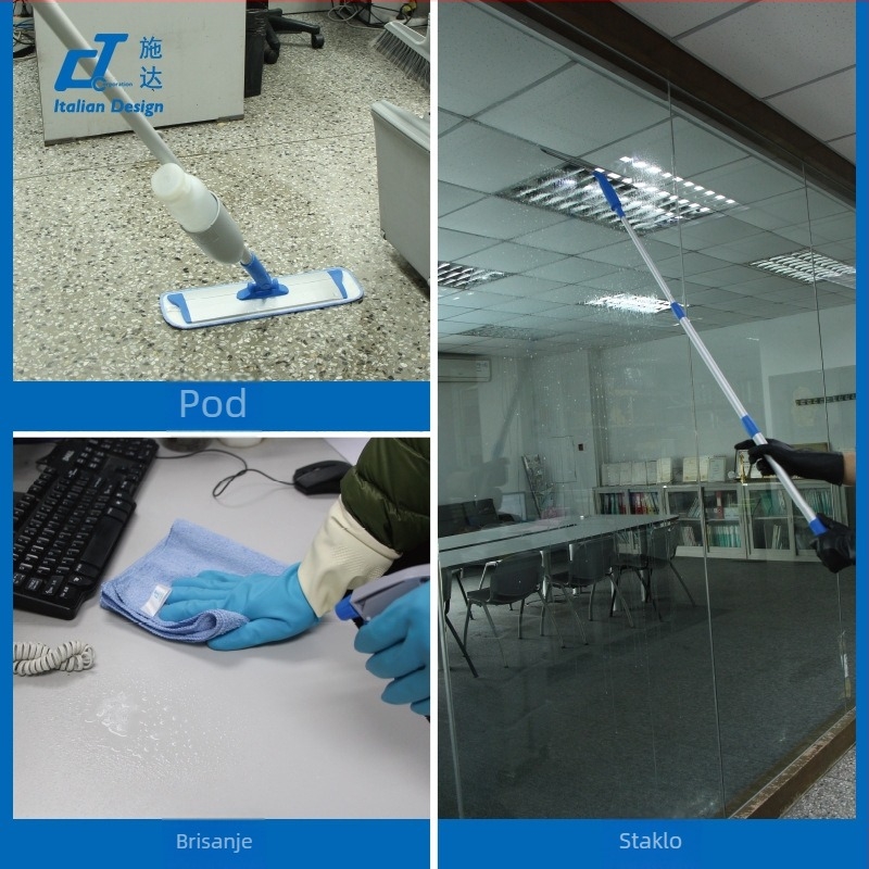 Mini kolica za čišćenje s kantom za mop na kotačićima i spremnikom za pohranu, čvrst plast