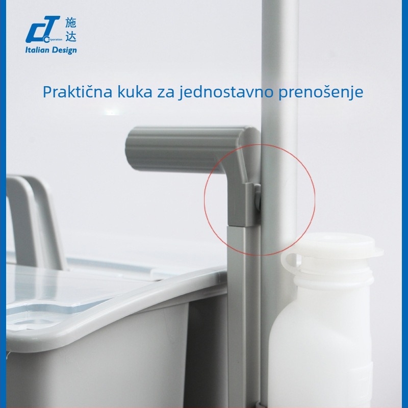 Mini kolica za čišćenje s kantom za mop na kotačićima i spremnikom za pohranu, čvrst plast