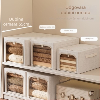 Skladišna kutija od pamuka i lana, duboke kapacitete, sklopiva garderobna organizator za odjeću