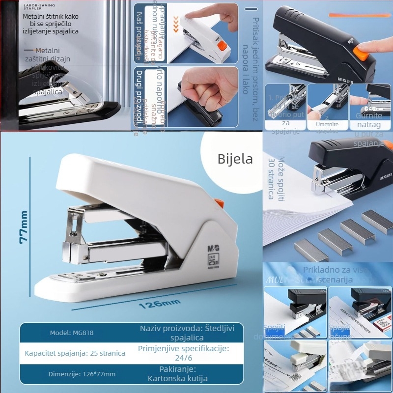 Mg818 metalni lever stapler, broj 12, za učenike i uredske potrebe