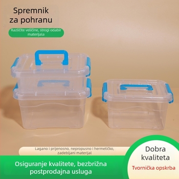Prozirna pravokutna plastična kutija za skladištenje, zatvorena i prijenosna za umjetničke potrepštine i sitnice