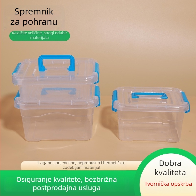 Prozirna pravokutna plastična kutija za skladištenje, zatvorena i prijenosna za umjetničke potrepštine i sitnice