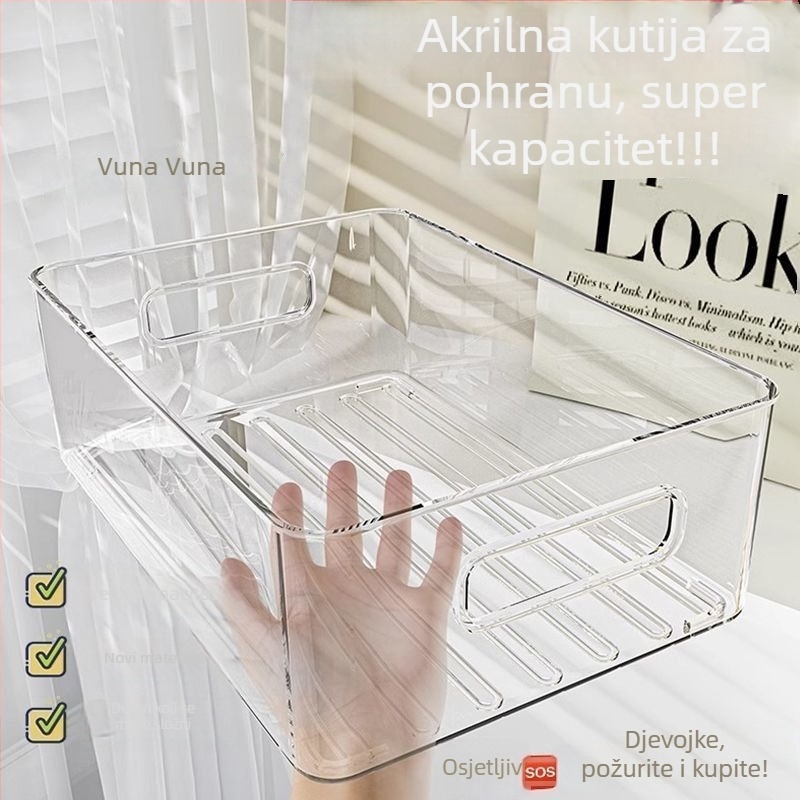 Akrilni stolni organizator za kozmetiku, grickalice i maske — proziran organizator za studentski dom