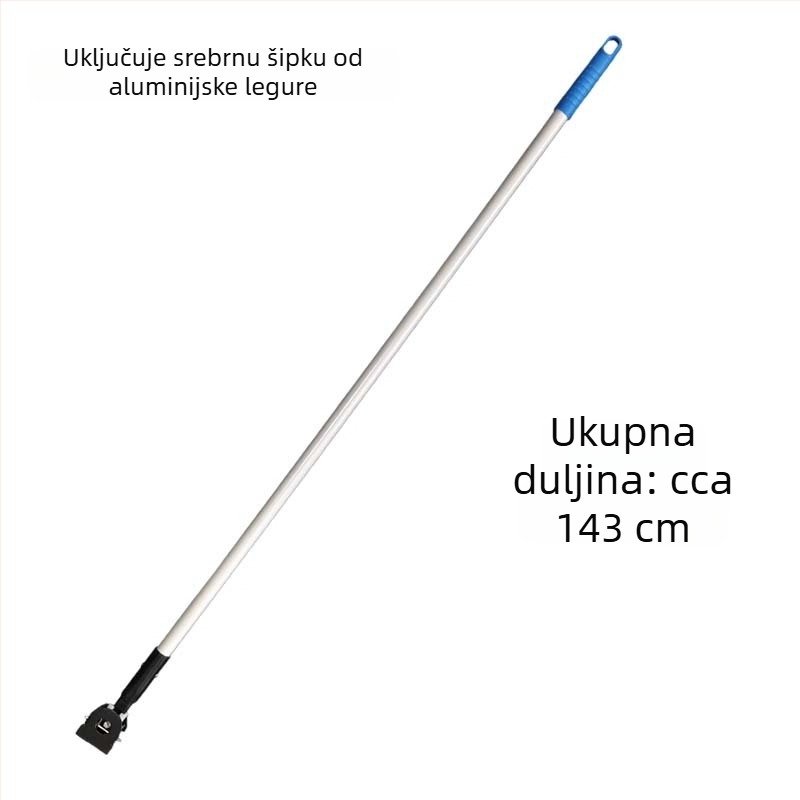 Jača drška za mop s plosnom pamukom glavom, produžena aluminijska legura drška i univerzalna okretna glava za mop