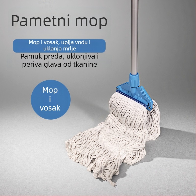 Aodo mop od pamukovog vlakna, odvojiva i periva glava, uspravni mop za drvene podove, upijajući