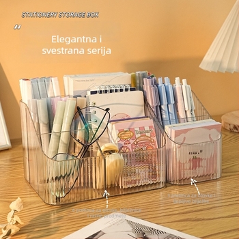 Prozirni PET organizator za stolni prostor, s odjeljcima za kozmetiku i ruževe