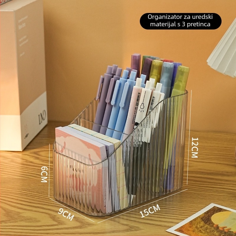 Prozirni PET organizator za stolni prostor, s odjeljcima za kozmetiku i ruževe
