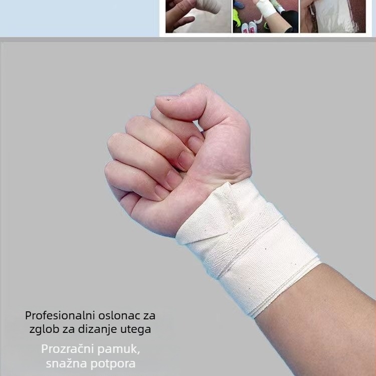 Fitness zapešće steznik – bijela pamuk, unisex, za dizanje težina