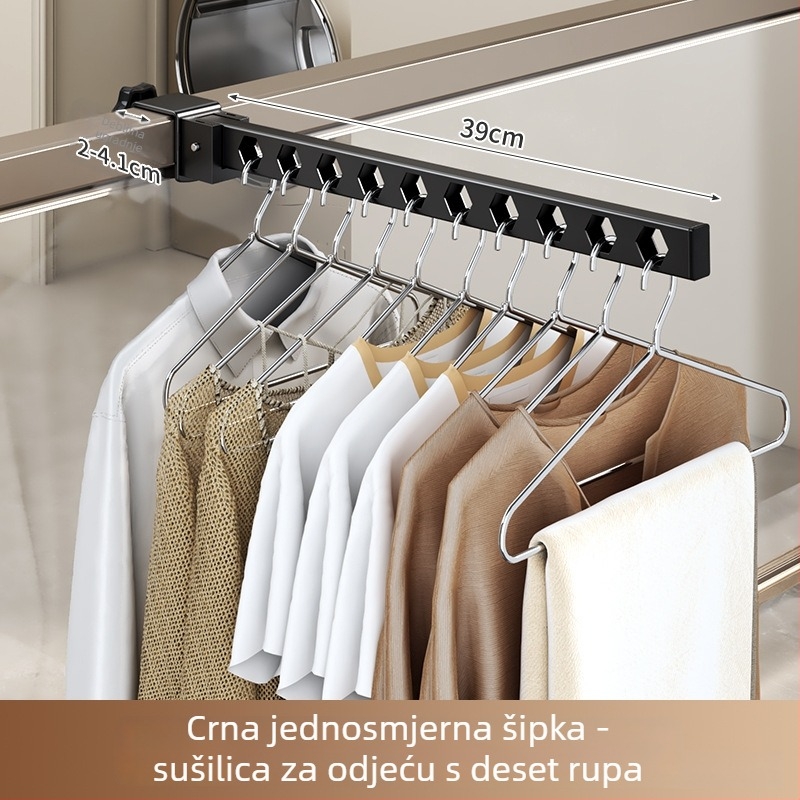 Sušilica za odjeću bez bušenja, dvostruka šipka, sklopiva, za balkon ili unutarnje prostore