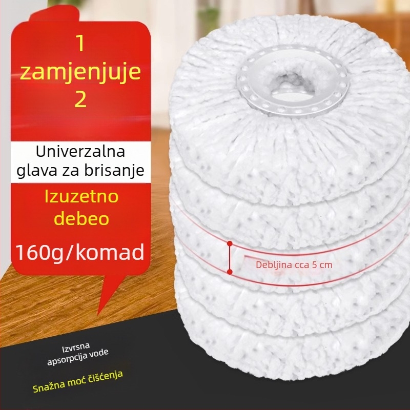 Kućna okretna okrugla glava za mop, zamjenska glava, univerzalna i debela, dijelovi bez pamuka