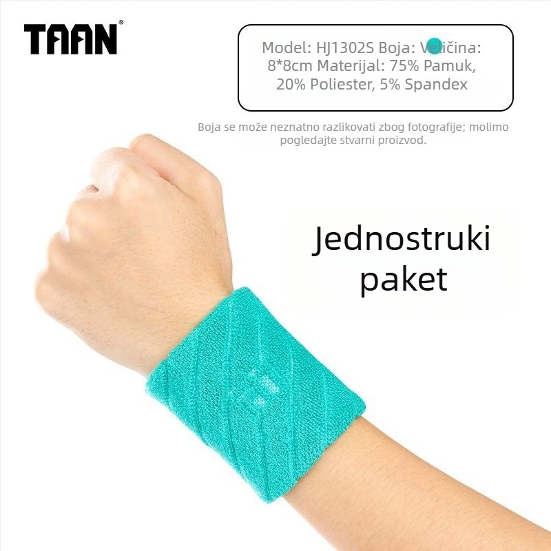 TAAN sportske narukvice za zglob, upijanje znoja, 75% pamuk, 20% poliester, 5% kaučuk, veličina 8x8 cm