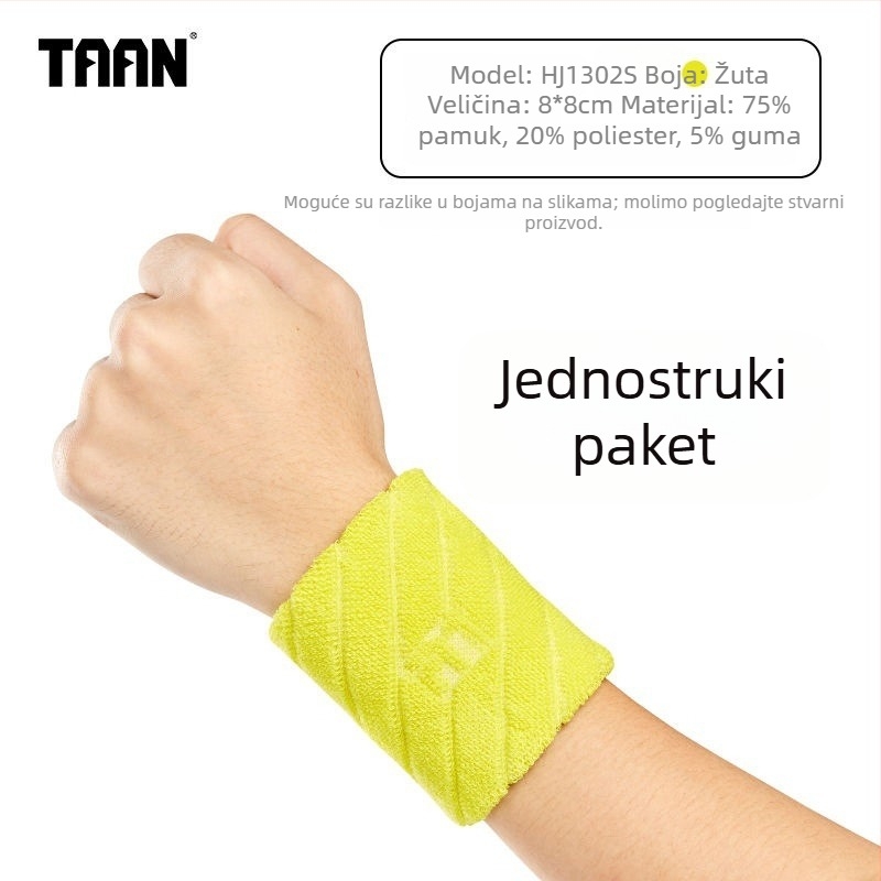 TAAN sportske narukvice za zglob, upijanje znoja, 75% pamuk, 20% poliester, 5% kaučuk, veličina 8x8 cm