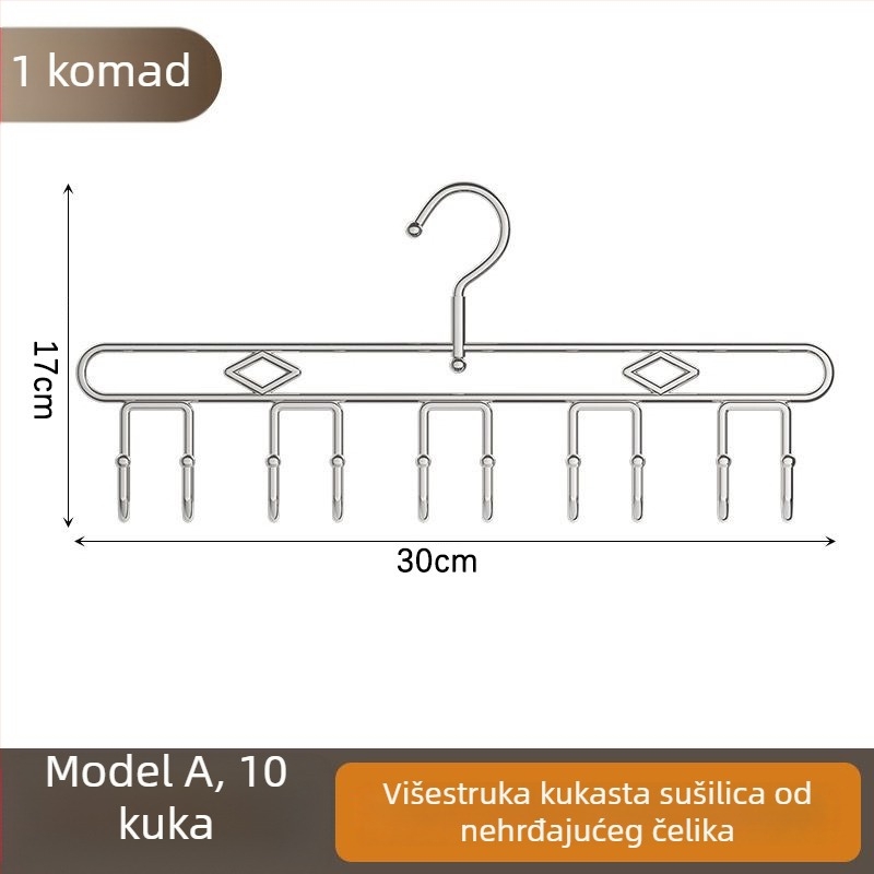 Antiklizna vješalica od nehrđajućeg čelika s višestrukim kukama, rotirajući sušilo za balkon