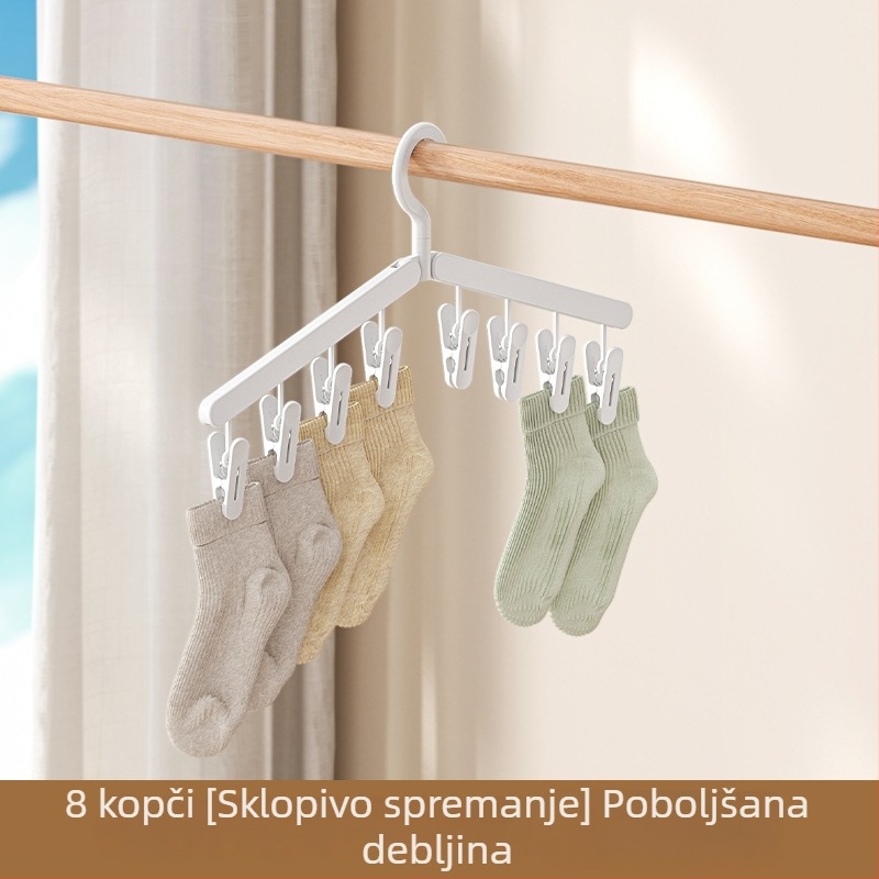 Bow dear Višenamjenski sušač rublja s klipsama za čarape i donje rublje – otporan na vjetar, za kućni balkon i putovanja