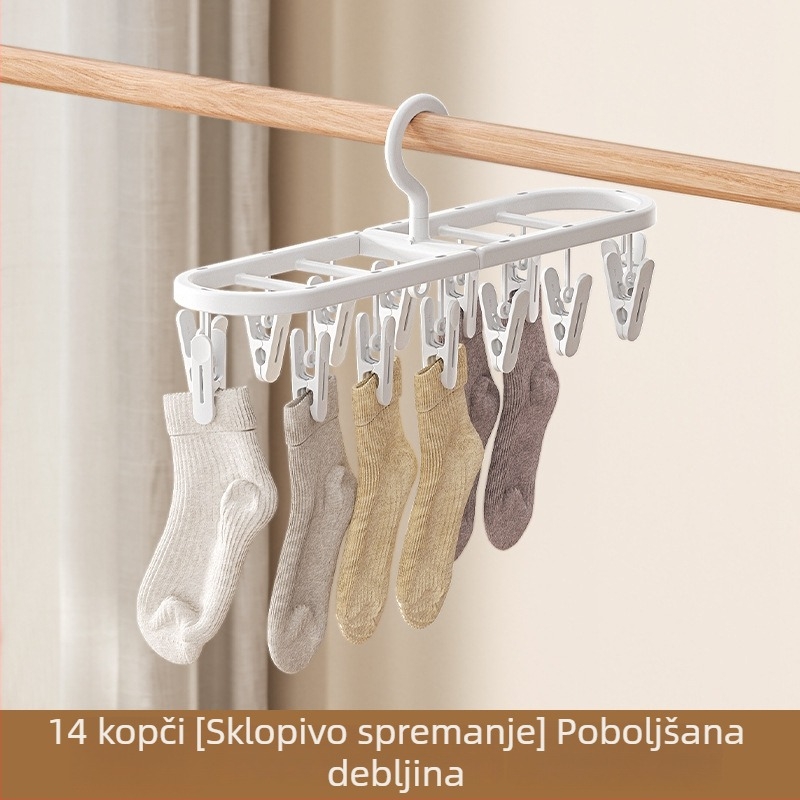 Bow dear Višenamjenski sušač rublja s klipsama za čarape i donje rublje – otporan na vjetar, za kućni balkon i putovanja