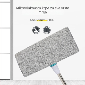 Plošni mop s platnenom uloškom za kućno čišćenje podova, bez uporabe ruku, s rotirajućom glavom.