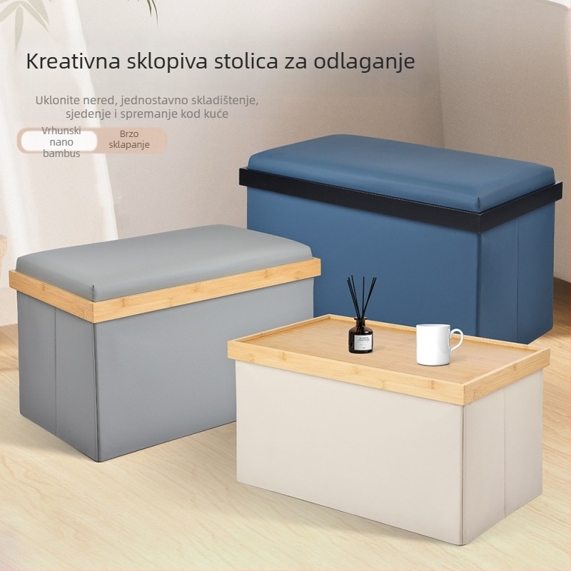 Japanski stil, jednostavan i višenamjenski sklopivi stol za kavu s prostorom za pohranu i organizatorom igračaka; debelo sjedalo