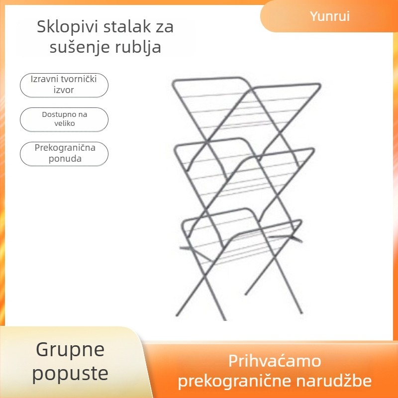 Podna sušilica za odjeću s krilnim dizajnom, tri razine, za kupaonicu, unutarnja upotreba, bez ugradnje