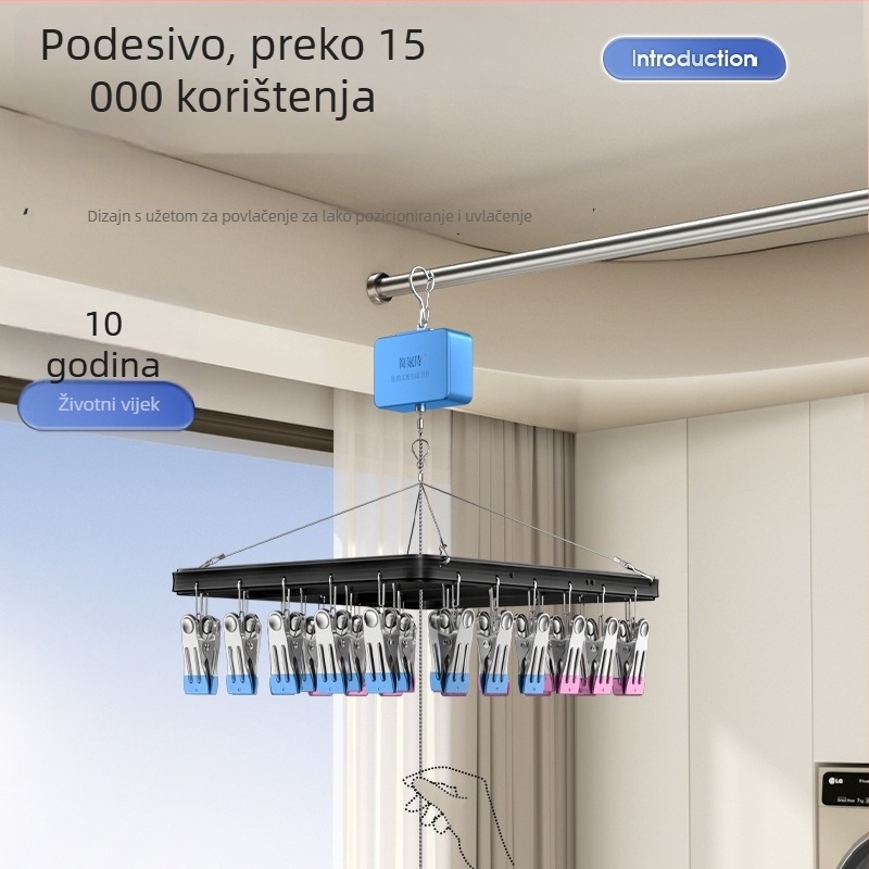 Nehrđajući čelični višenamjenski podizač za čarape i donje rublje, podesiv i sklopiv