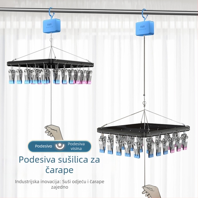 Nehrđajući čelični višenamjenski podizač za čarape i donje rublje, podesiv i sklopiv