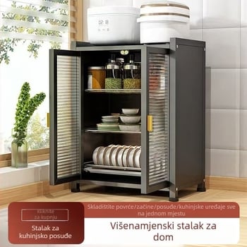 Kuhinjski višeslojni ormar za skladištenje s vratima, otporan na prašinu, višenamjenski spremnik za posuđe