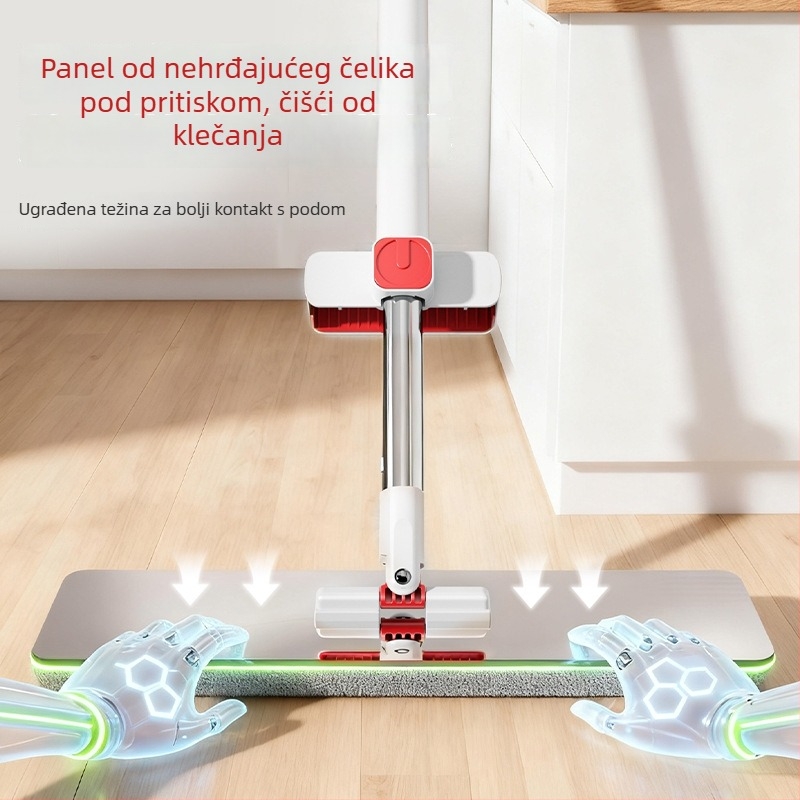 Meitianle 2025 Novo unaprijeđeni plošni mop s panelom od nehrđajućeg čelika, bez ručnog pranja, 42 cm, kućna upotreba