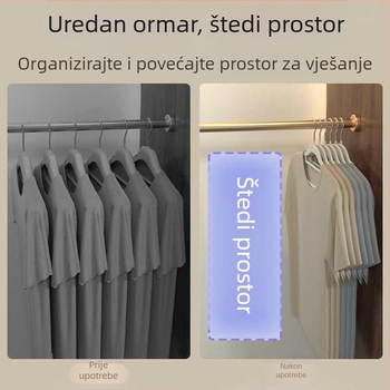 Set od 10 vješalica za odjeću s flokiranim premazom, bezšivne ramena, protuklizne, za kućno skladištenje