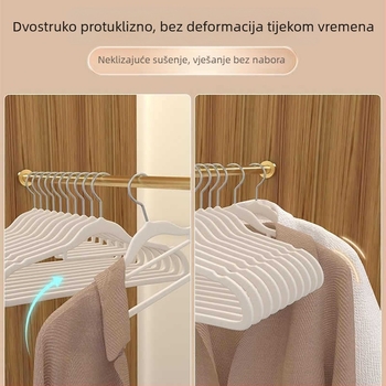 Set od 10 vješalica za odjeću s flokiranim premazom, bezšivne ramena, protuklizne, za kućno skladištenje