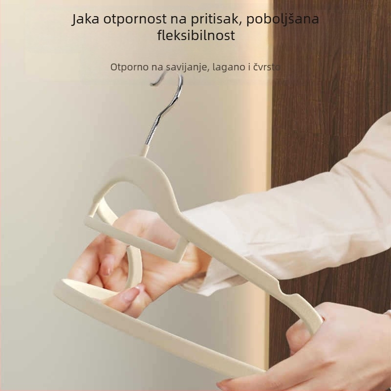 Set od 10 vješalica za odjeću s flokiranim premazom, bezšivne ramena, protuklizne, za kućno skladištenje