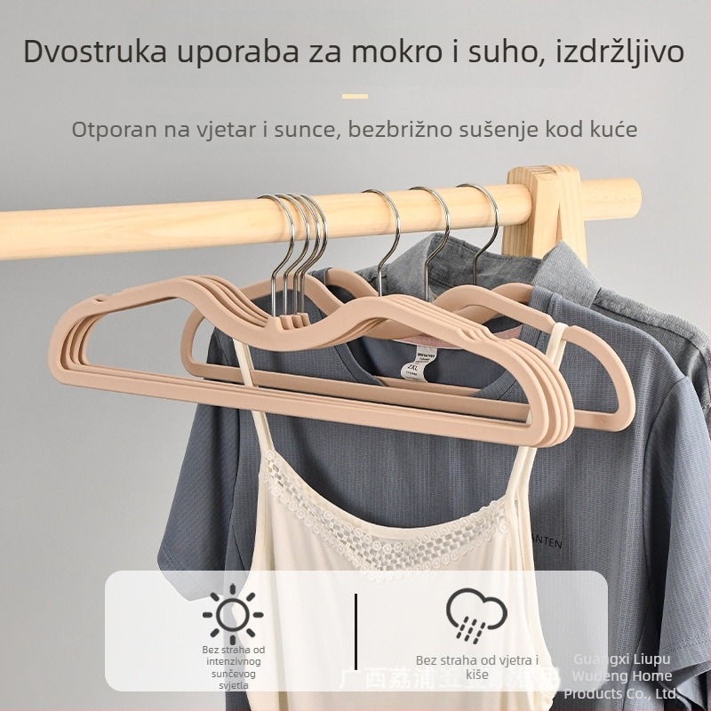 Vješalica za odjeću s kožom prijateljskim dodirom, ultra-tanka, štednja prostora, gumirani premaz, protuklizna, ne ostavlja tragove na odjeći