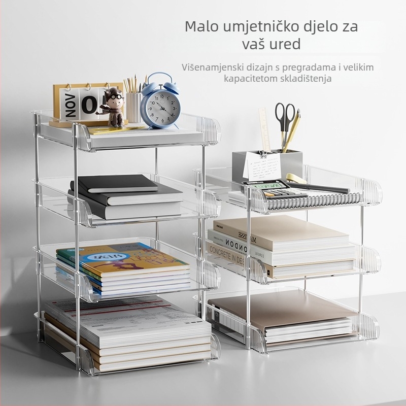 Višeslojni akrilni organizator za stol za knjige i dokumente