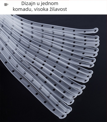 Set za prikaz odjeće s prozirnim plastičnim kukicama i bijelim kožnim trakama