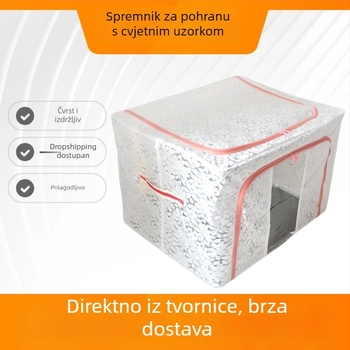 Kutija za skladištenje s baršunastim cvjetnim uzorkom, velika kapaciteta, prašno i vodootporno platno za odjeću, sklopiva, dimenzije 50×40×35 cm, 100–150 L