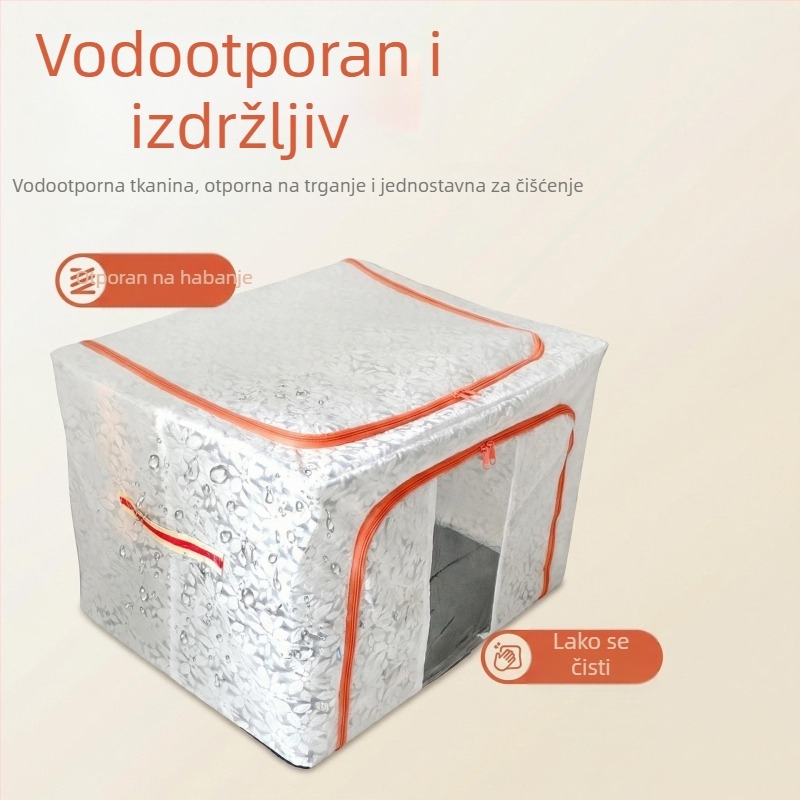 Kutija za skladištenje s baršunastim cvjetnim uzorkom, velika kapaciteta, prašno i vodootporno platno za odjeću, sklopiva, dimenzije 50×40×35 cm, 100–150 L